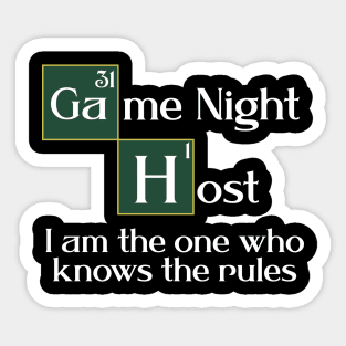 Funny Family Board Night  Game Host Sticker